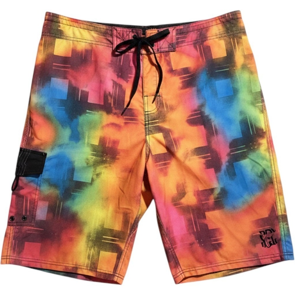 Body Glove Garcia Board Swim Shorts VaporSkin 4-Way Stretch Tie Dye - 36